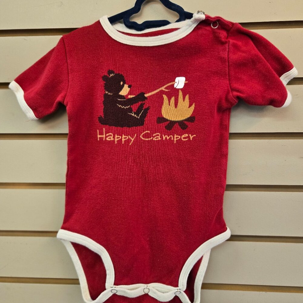 Baby Lazy One Lot Teething beaver Bib Happy Camper Onesie 12-18 months